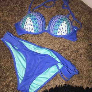 Blue triangle bikini